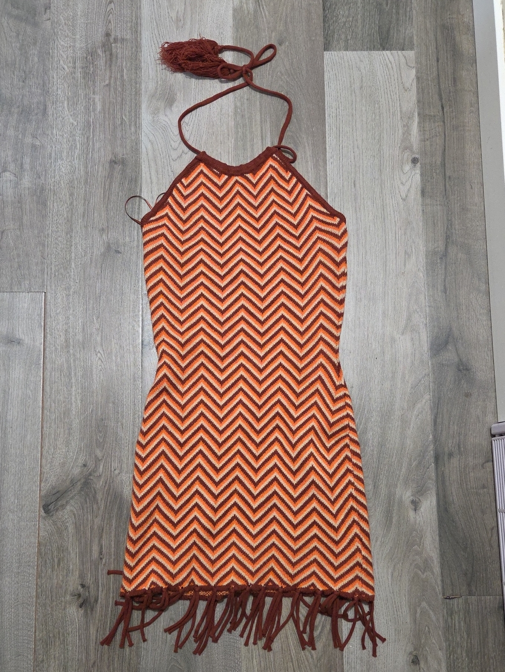 Lush Rust & Orange Chevron Halter Mini Dress